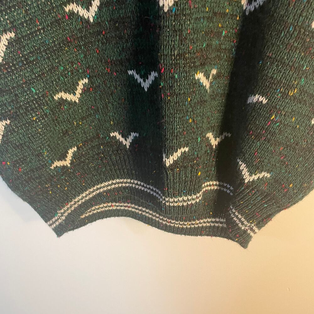 VNTG Carson Pirie Scott Green Wool Blend Knit Sweater Vest Men's SZ Large 90s - Picture 8 of 11